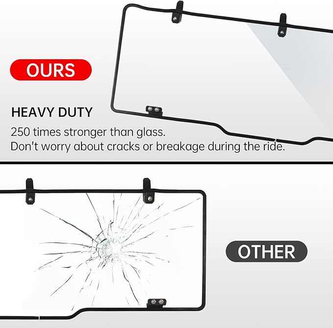 Rear Windshield Compatible With Polaris Ranger XP 1000 / Crew 1000 / 900 2017-2025 Scratch Resistant Full Size Hard Rear Window