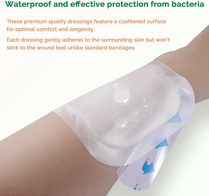 Hydrocolloid Bandages 2" x 2" with Thin Border - Hydrocolloid Dressing Self Adhesive Waterproof Wound Dressing - Highly Absorbent Hydrocolloid Patch for Burn Bedsore Blister Acne Care(10 Pack)