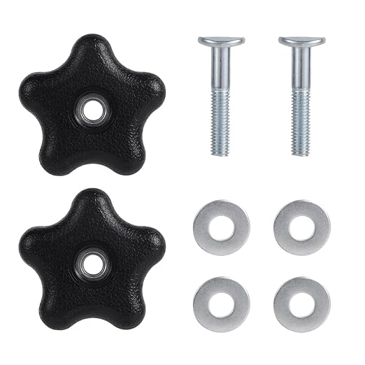 2 Pack Lawn Mower Handle Bolts for Toro, Five-Pointed Design Handle Bolt Knob with Screws & Washers Repair Kit Parts Replacement Accessories for Most Lawn Mowers Snow Blowers (Black)