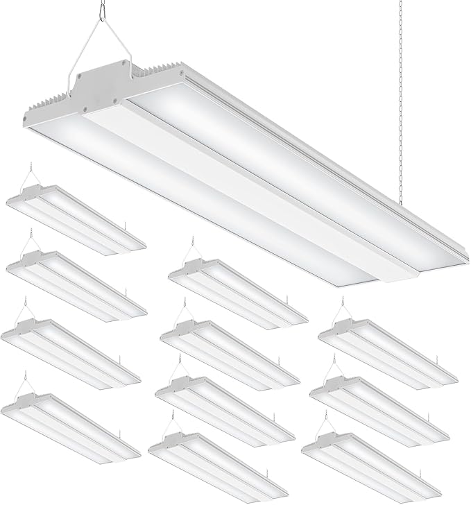12 Pack 400W High Bay LED Lights 60,000LM, 2.22FT LED Warehosue Light UL DLC Listed, 5000K Linear Hanging LED Shop Fixture Dimmable 0-10V, Commercial High Bay Light for Workshop Garage, AC100-277V
