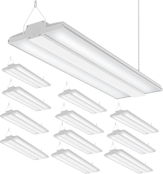 12 Pack 400W High Bay LED Lights 60,000LM, 2.22FT LED Warehosue Light UL DLC Listed, 5000K Linear Hanging LED Shop Fixture Dimmable 0-10V, Commercial High Bay Light for Workshop Garage, AC100-277V