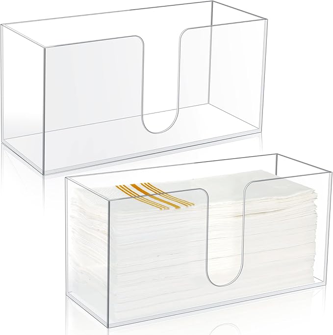 Mumufy 2 Pcs Acrylic Fold Paper Towel Dispenser Countertop Napkins Dispenser Napkin Holder Multifold Disposable Acrylic Paper Towel Holder for Z or C Fold (Clear)