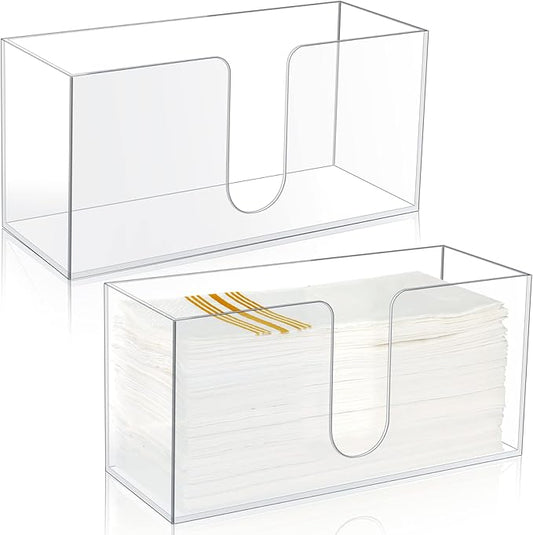 Mumufy 2 Pcs Acrylic Fold Paper Towel Dispenser Countertop Napkins Dispenser Napkin Holder Multifold Disposable Acrylic Paper Towel Holder for Z or C Fold (Clear)