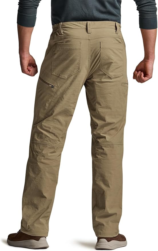 CQR Men's Winter Fleece Lined Pants, Water-Resistant Outdoor Stretch Work Pants, Windproof Casual Pants with Pockets