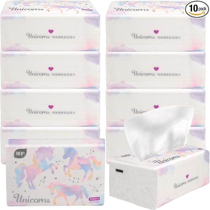 Pack of 10, Soft Small Facial Tissue, Toilet Paper, Disposable Napkin, Bag Cover NOT Box, White Facial Paper, Material Native Wood Pulp Fiber NOT COTTON, 4-Ply