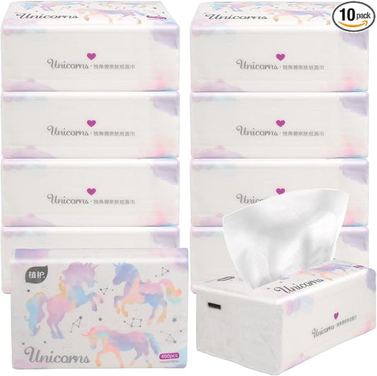 Pack of 10, Soft Small Facial Tissue, Toilet Paper, Disposable Napkin, Bag Cover NOT Box, White Facial Paper, Material Native Wood Pulp Fiber NOT COTTON, 4-Ply
