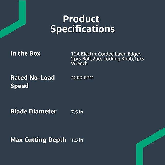 Amazon Basics 12 Amp 7.5" Double Edge Bladed Electric Corded Lawn Edger, 4420 RPM