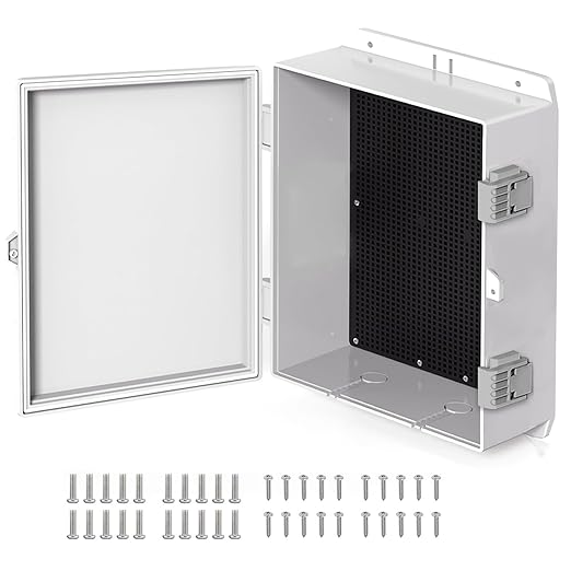 Electrical Junction Box 11"x7.4"x3.3" ABS Waterproof Enclosure Plastic Weatherproof Project Box with Internal Mounting Panel Hinged Cover (Grey Plastic)