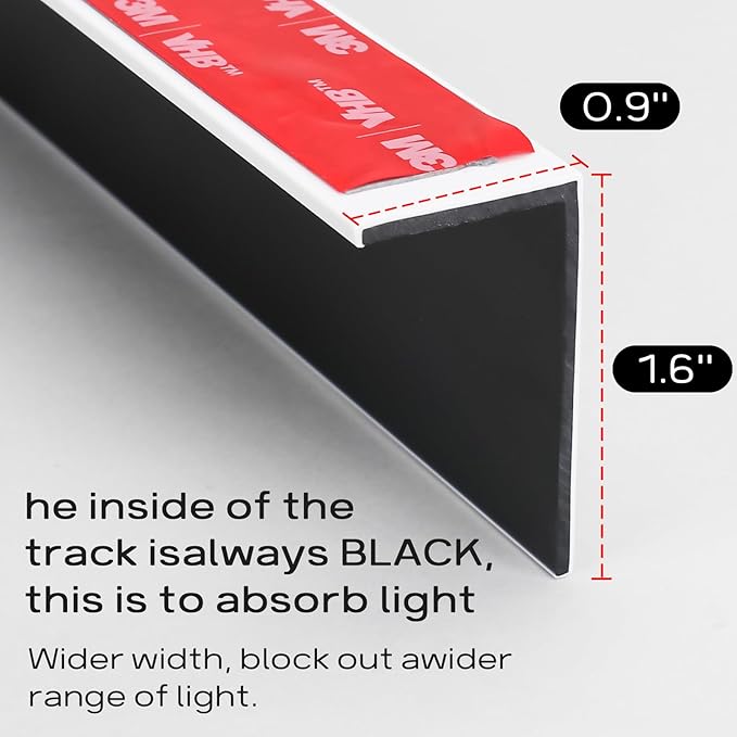 100% Blackout PVC Light Blocking Strip for Window Shades and Blinds Both Sides Tracks for Blackout Shades Easy to Install for BedroomGreat for Bedroom Nursery (L-Shaped White-4pcs, 80")