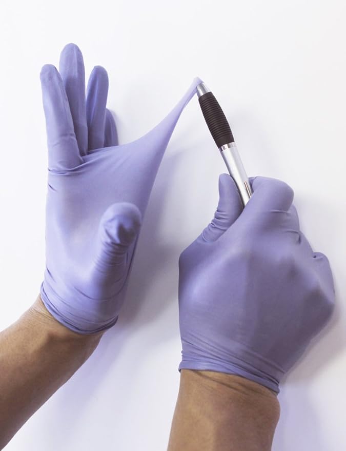 Disposable Gloves, Steel Blue Heavy Duty Nitrile Gloves, 9.5" Length, Powder Free, 6 Mil Thickness, Large, Pack of 100