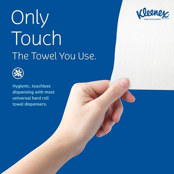 Kleenex Professional Universal Hard Roll Paper Towels, Bulk (50606), Hardwound 1.75' Core, Premium Absorbency Pockets, White (6 Rolls at 600' Each, 3,600'/Case)