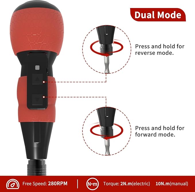 Mini Electric Screwdriver Set,Hillyfe 2500mAh Electric Screwdriver Cordless with LED Light, 13 Magnetic Bits, Extension Rod, Gloves, Storage Case,for Furniture/Electrical Repairs,Red