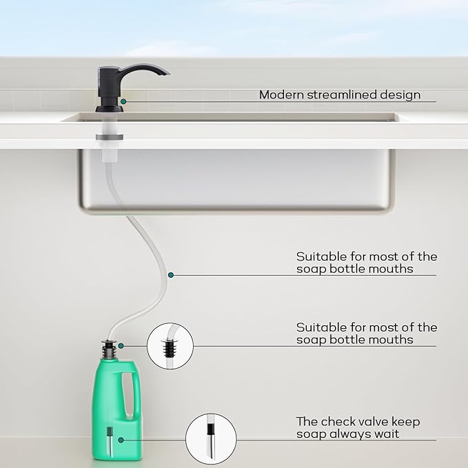 SAMODRA Built-in Kitchen Sink Soap Dispenser with Extension Tube Kit - Oil-Rubbed Bronze Finish, Leak-Proof Design, No Top Refill Required (39" Tube)