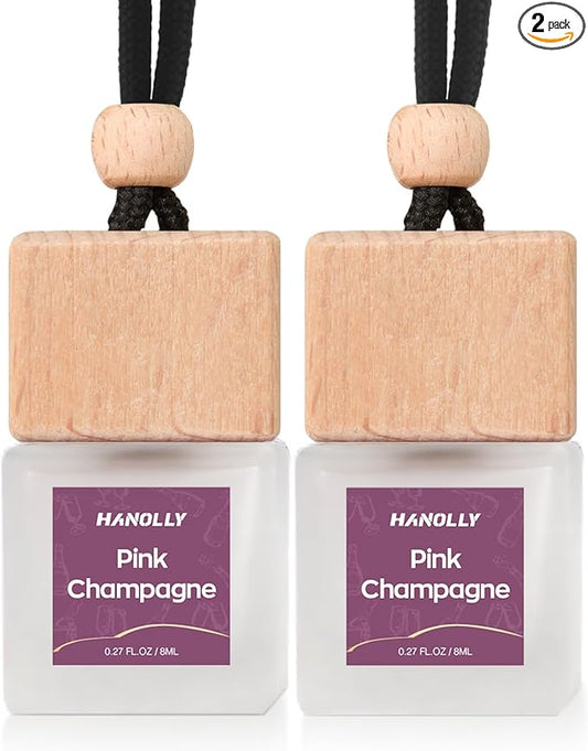 Car Air Freshener Hanging 2 Pack – Pink Champagne Car Freshener Diffuser, Fall Car Air Freshener for Women and Men, Lasting up to 45 Days.0.27 FL OZ/8ML