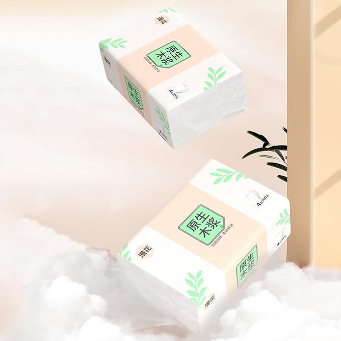 Pack of 6, Soft Small Facial Tissue, Toilet Paper, Disposable Napkin, Bag Cover NOT Box, White Facial Paper, Material Native Wood Pulp Fiber NOT COTTON, 4-Ply
