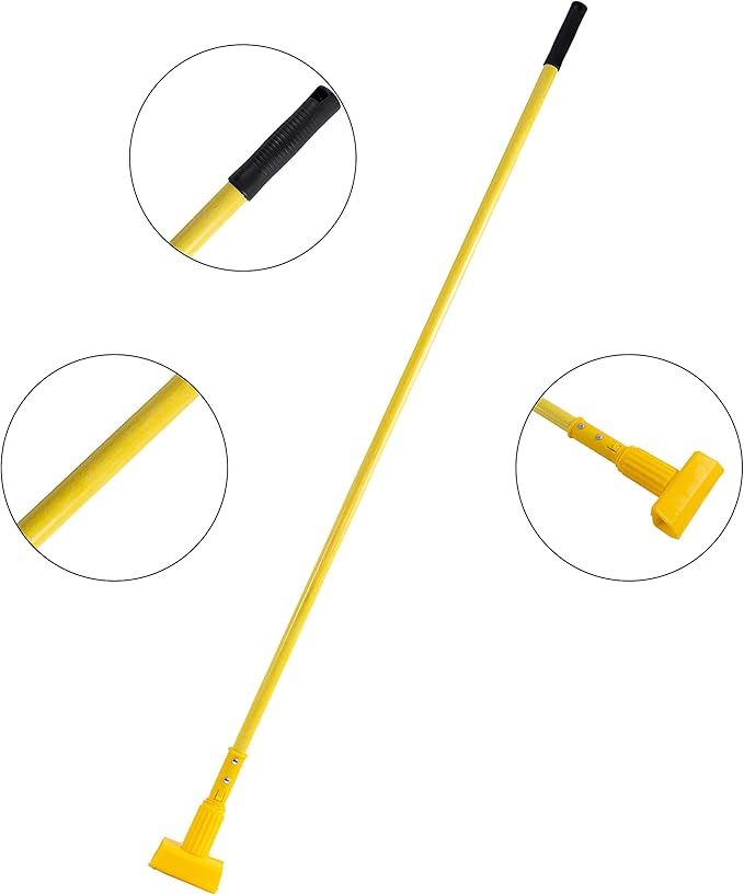 Matthew Cleaning Commercial Quick-Change Fiberglass Mop Handle for Floor Cleaning Heavy Duty Mop Stick Replacement 60inch Jaw Clamp-Style Wet Mop Gripper Holder Handle 12 Packs