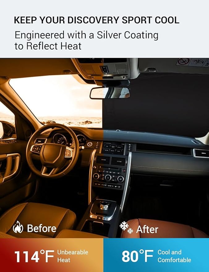 Proadsy 2025 Upgrade Windshield Sun Shade Custom Fit 2014-2019 Land Rover Discovery Sport Foldable Front Sunshade Protector Sun Visor Blocks UV Rays Keep Car Cooler
