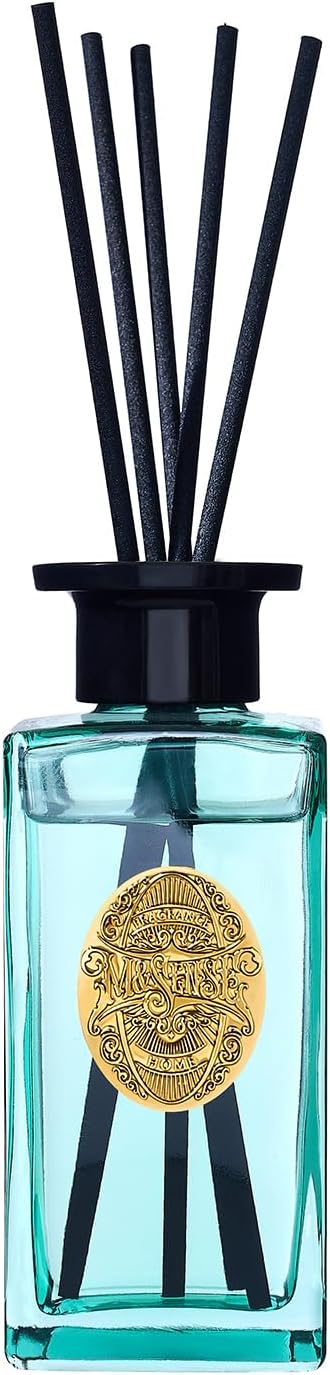M&SENSE 6.3 oz Large Reed Diffuser Set | Sea Island Cotton Scent Oil Diffuser with Sticks | Hotel Collection Non-Toxic Essential Oil |for Bedroom Bathroom Living Room