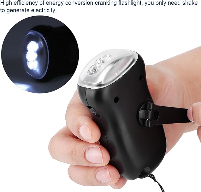 Solar Hand Crank Emergency Flashlight, Rechargeable LED Torch, IPX6 Weatherproof Dynamo Survival Light for Camping Hiking Power Outage, Outdoor Emergency Gear Gift