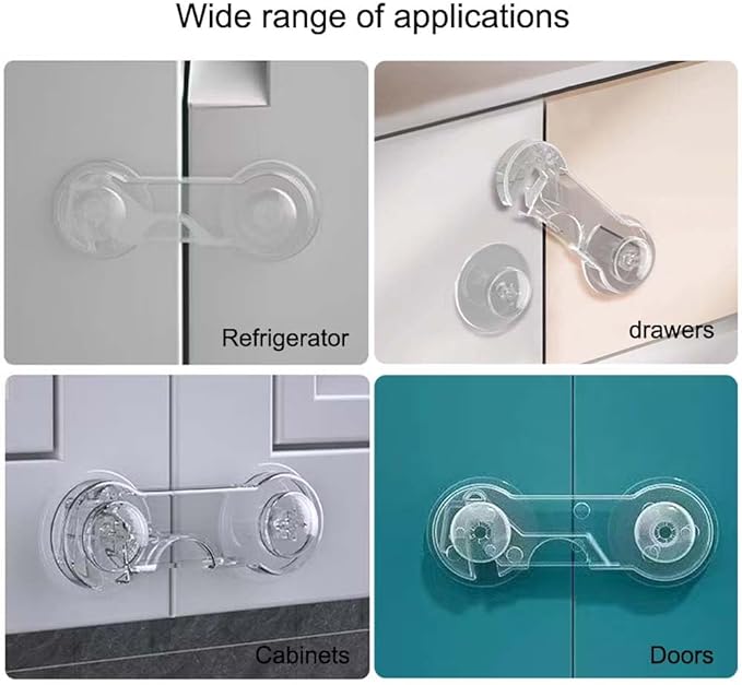Cabinet Door Locks for Baby Proof and Child Safety,Baby Locks,Fridge Locks for Kids,Cabinet Locks with Adhesive for Drawer Cupboards Pantry Door Oven Closet and Pantry, Childproof Door Latch (10 Pack)