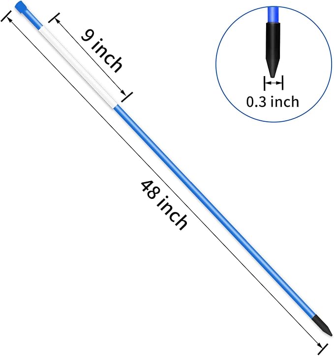Driveway Markers Snow Stakes 48 inch Blue Plow Stakes Reflective Fiberglass, Pack of 100 for Parking Lots, Walkways