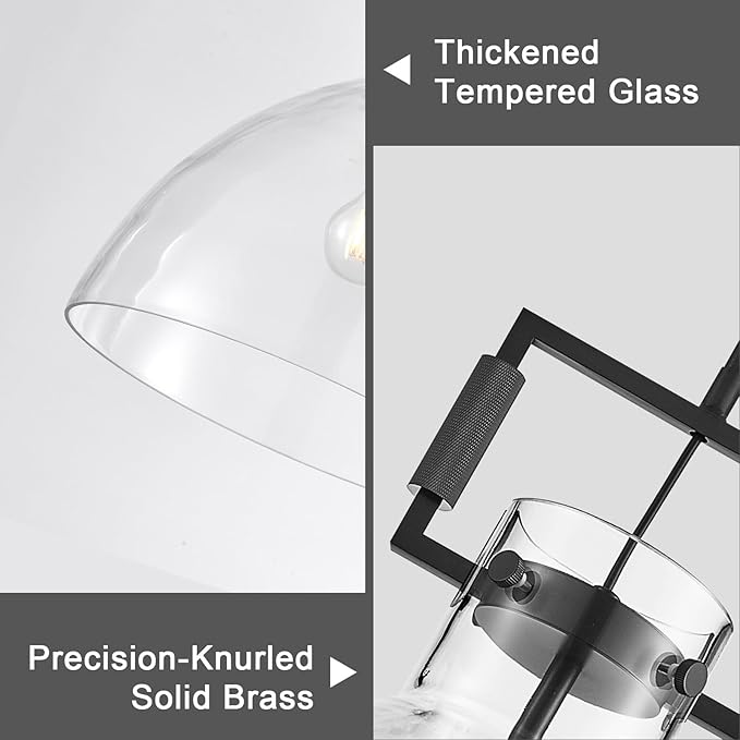 Mondern Large Black Kitchen Island Pendant Light, 14 '' W 1-Light Glass Chandelier,Island Pendant Lights,Farmhouses Pendant Light, for Kitchen,Dining Room,Bathroom,Includes Bulbs