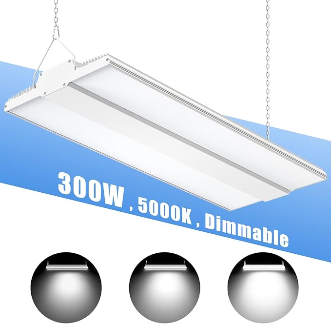 ADUB 480V 300W LED Linear High Bay Light Dimmable 0-10V, 1.89 FT LED High Bay Shop Light 45,000LM, 5000K Commercial Bay Light Linear Hanging Light for Warehouse, 150 LM/W, AC 277-480V, ETL Listed