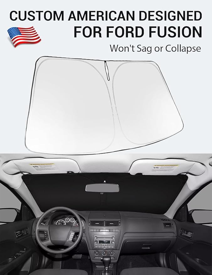 Proadsy 2025 Upgrade Windshield Sun Shade Custom Fit 2006-2012 Ford Fusion Front Window Sunshade Protector Foldable Sun Visor Blocks UV Rays Keep Car Cooler