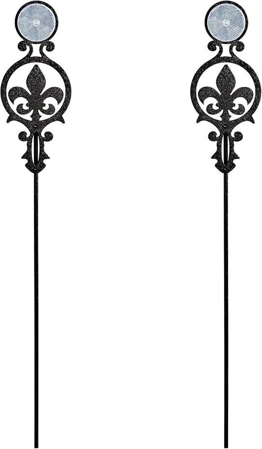 Touch of Class Pathways Reflective Driveway Marker Stake Set of Two for Outdoor Use | Fleur-de-Lis Emblem Design | Personalized Tall Reflector Set of 2 | Black Durable Finish