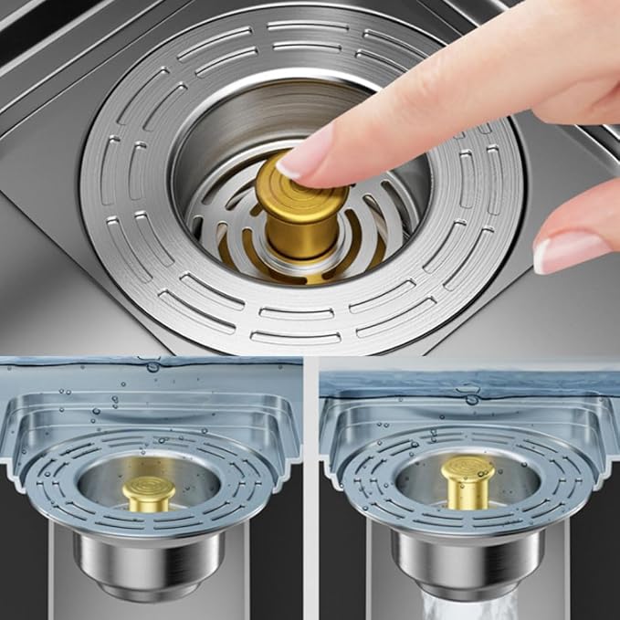 Upgraded 3 in 1 Kitchen Sink Drain Strainer, Stainless Steel Sink Stopper Kitchen Drain Plug & Sink Installation Parts with Anti-Clogging Basket
