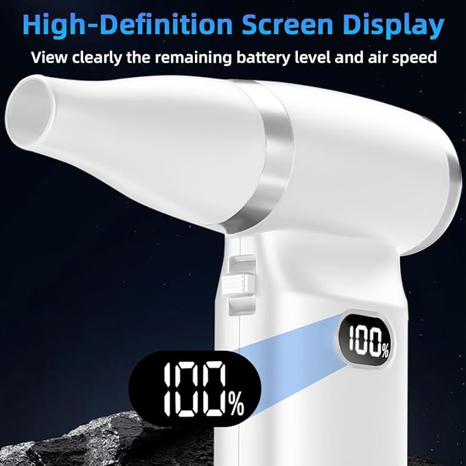 Compressed Air Duster-Stepless Adjustable 110000RPM Electric Mini Air Dust Remover with LED Light, Rechargeable Cordless Canned Blower Fan for PC Keyboard Cleaner Car Cleaning Kit Home Office