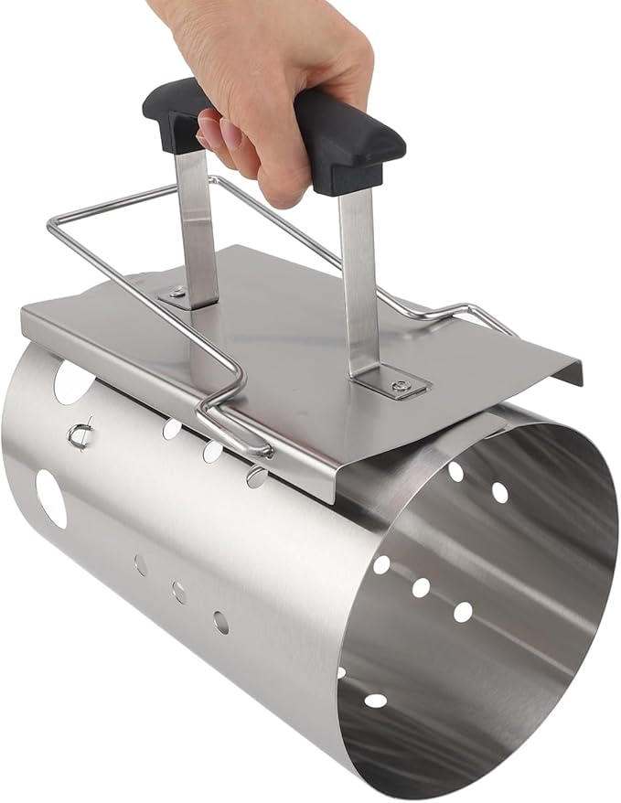 Stainless Steel Fireplace Lighter Portable Efficient Charcoal Starter Barrel for BBQ Camping Picnic Lightweight Durable Fire Lighter for Cooking