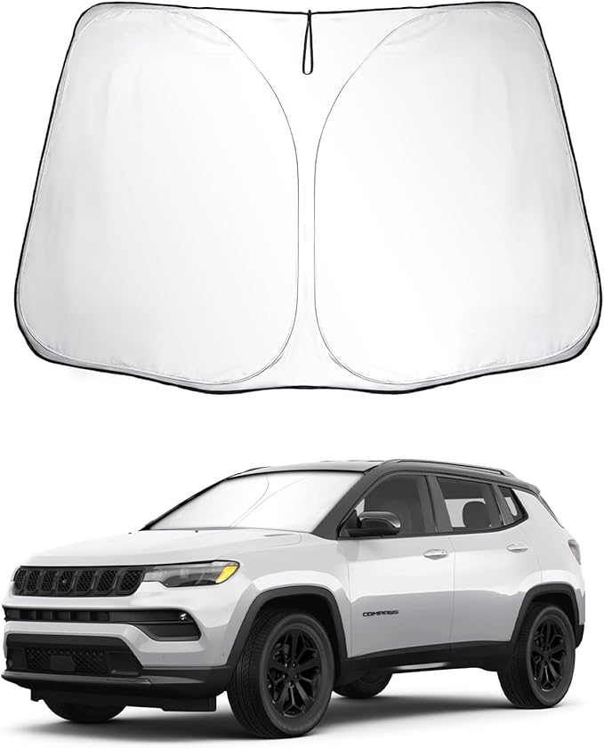 SKTU 2024 2025 2026 Compass Front Windshield Sunshade for 2022 2023 2024 2025 2026 JEE p Compass Windshield Sunshade Foldable for Blocks UV Rays and Blocks Heat and Sun Keeps Vehicle Cool