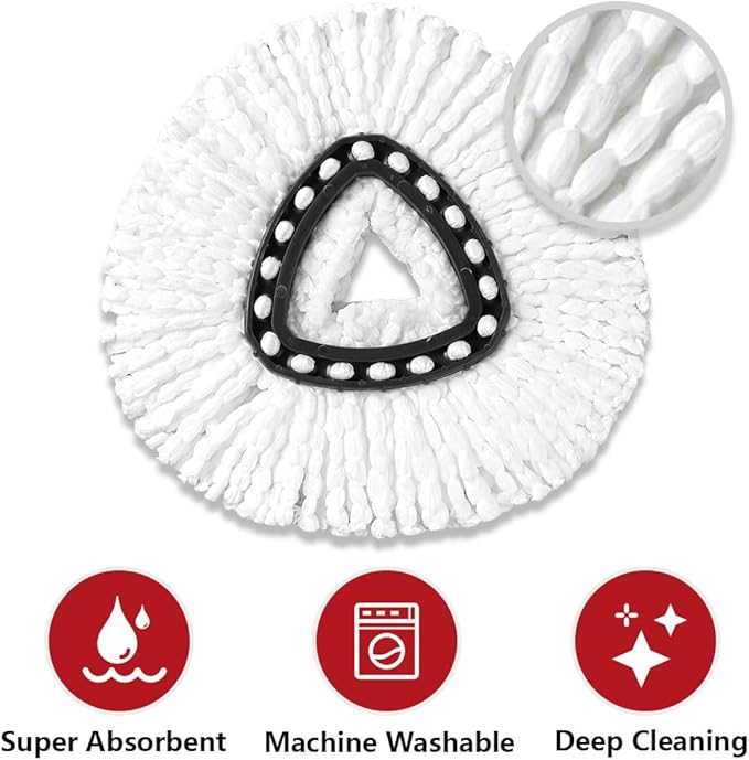 20 Pack Mop Heads Replacements for O-Cedar EasyWring Spin System, Microfiber Spin Head Mop Refills Bulk, Deep Clean, Machine Washable Mop Replacement Heads for Home and Commercial
