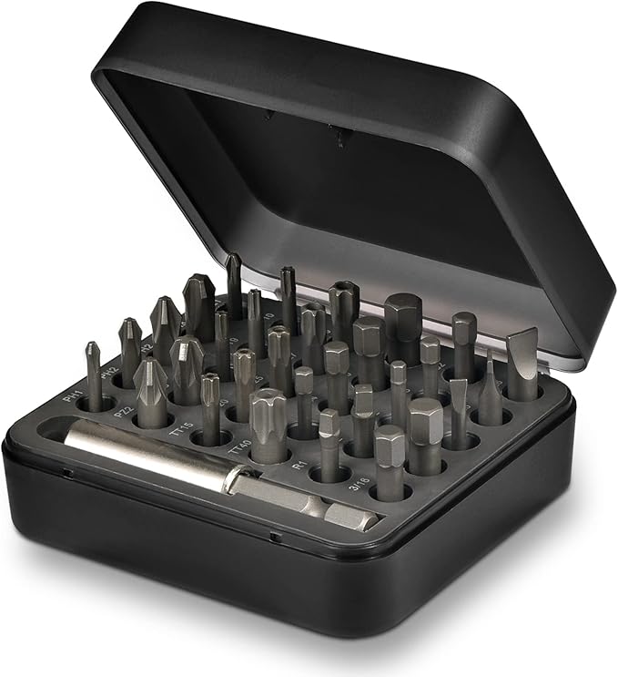 31in1 S2 Steel Screwdriver Bit Set with 1/4" Magnetic Bit Holder, Mini EDC Tool, for 1/4" hex shank screwdriver, bit holder, power tool, hand tool