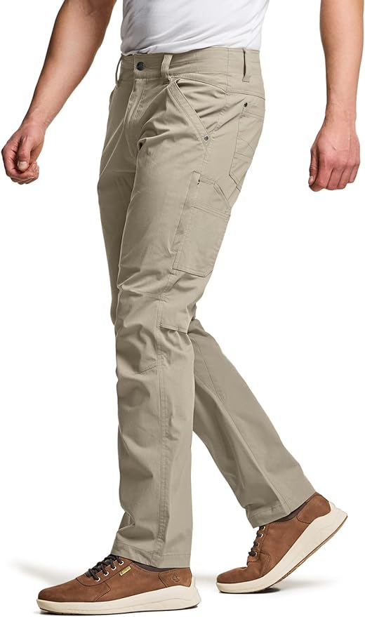 CQR Men's Vent Stretch Pants, Quick Dry Lightweight Casual Cargo Pants, Water Resistant Straight-Fit Utility Work Pants
