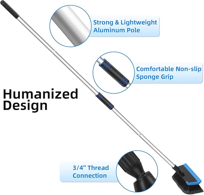 Wontolf 62'' Car Wash Brush with Long Handle, Scratch-Free Soft Bristles Sturdy Car Wash Mop Kit, Complete Car Cleaning Brush Kit Wash Mitt Towel Windshield Squeegee Wheel Tire Brush for Car Truck RV