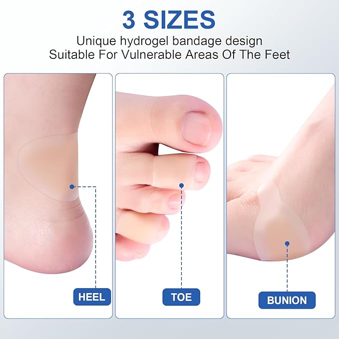XSEINO Better Blister Bandages - 40ct - Water Resistant - 40% More Cushioning - Hydrocolloid Bandages for Foot, Toe, & Heel - Blister Pads for Prevention & Recovery - Super Quantity Variety Pack