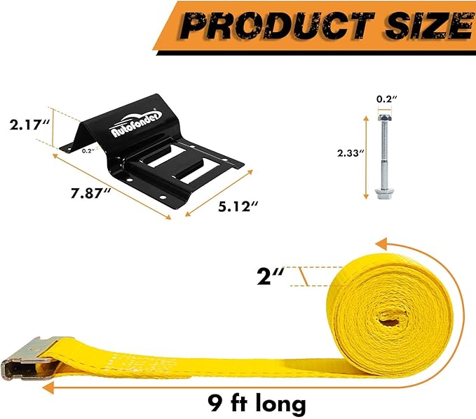 Wheel Chock Tie Down Kit (4,500lb Break Strength) Heavy Duty Trailer Tire Straps System for ATV, UTV, Lawn Mower & More - Ratchet Tie Downs Accessories with E Track for Four Wheeler
