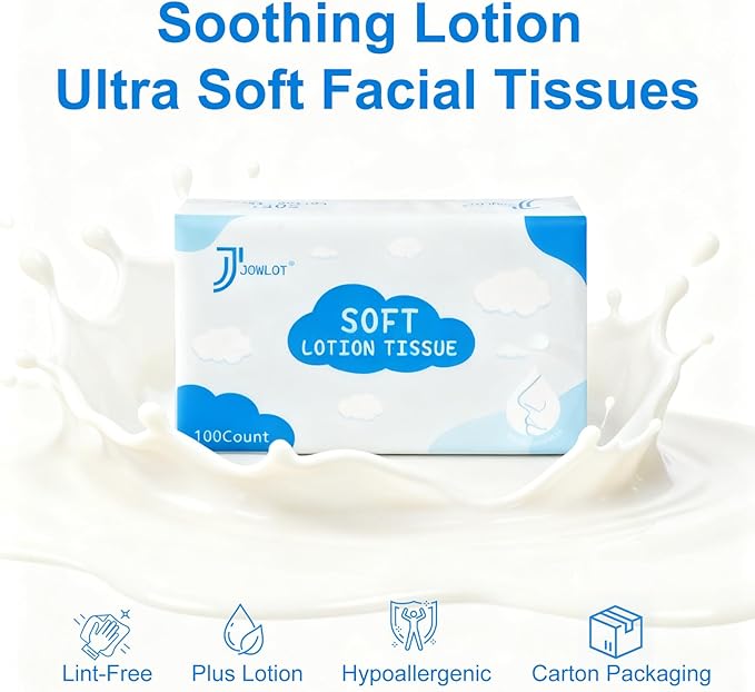Lotion Facial Tissues - 1200 Sheets 3-Ply Ultra Soft Portable Travel Tissues for Sensitive Skin, Soothing and Gentle Tissues Bulk for Nose