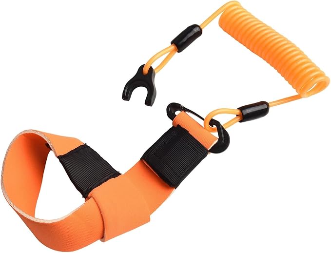 For Jet Ski Kill Switch Lanyard Essential Safety Equipment Featuring Adjustable Neoprene Strap and Resilient Nylon Cord Construction (A Orange)