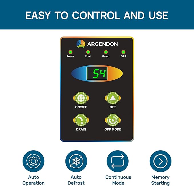 ARGENDON Commercial Dehumidifiers with Pump and Drain Hose for Crawlspace, Basement, 120 PPD Crawl Space Dehumidifier for Large Spaces, Job Site, Auto Defrost, 5-Year Limited Warranty