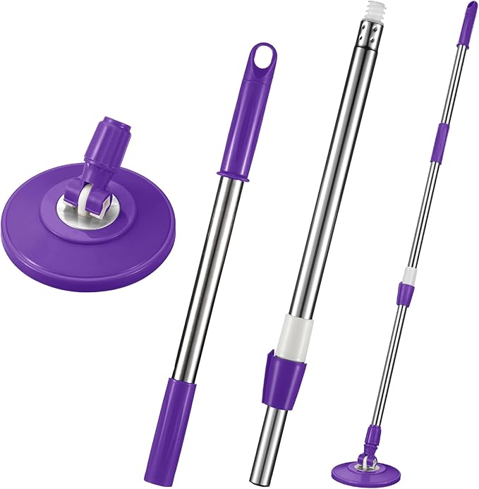 Rtteri Spin Mop Replacement Handle 360 Degree Spin Mop Pole Handle Replacement Rotating Telescopic Stick for Head Replace Spinning Household Cleaning Accessories for Home(Purple)