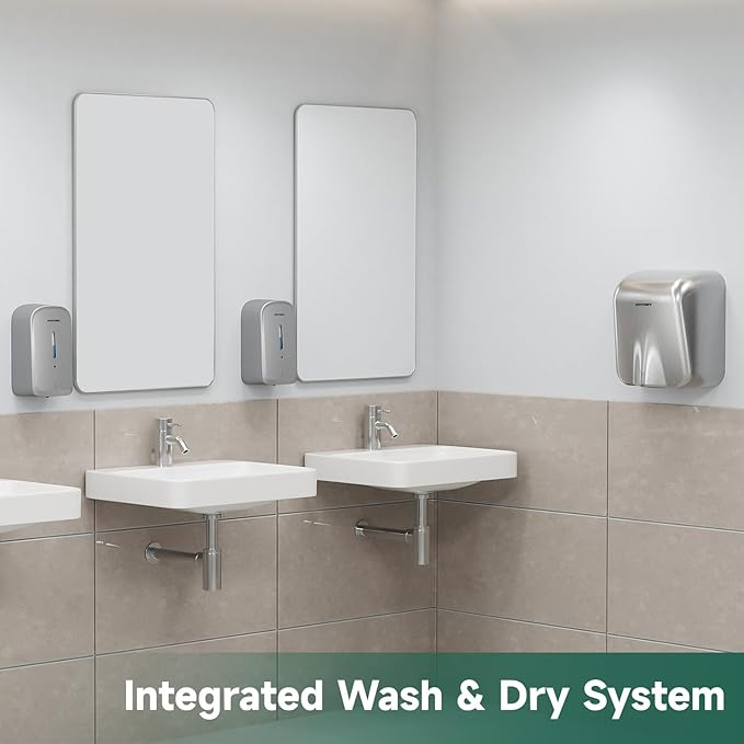 Commercial Automatic Soap Dispenser Large 34oz/1000ml Capacity Wall-Mounted Touchless Liquid Dispenser for High-Traffic Restrooms, Offices, Hospitals Model 1220S Silver