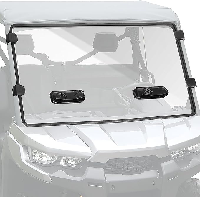 StarknightMT Scratch Resistant Vented Windshield Compatible With 2016-2025 Can-Am Defender HD5/HD8/HD10/MAX, Front Full Defender Windshield Hard Coated Polycarbonate Dust Windscreen