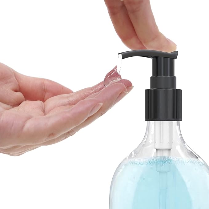10 Ounce Clear Plastic Pump Bottle Dispenser, Refillable Empty Bottle Container with Pump for Essential Oil Soap Lotion Shampoo, 6 Pcs