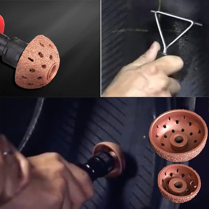 Tire Repair Tools Tire Buffing Wheels 42 mm Tungsten Steel Buffing Wheel with Tire Patch Roller Scraping Cutter for Car Tire Grinding Polishing Accessories Kit