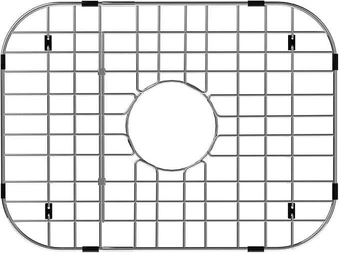 Sink Grid Protector, 18" Bottom Sink Grates, Sink Protector with Corner Radius, Kitchen Sink Protector Center Drain Hole, Sink Steel Bottom Grid -18"L X 13.4"W
