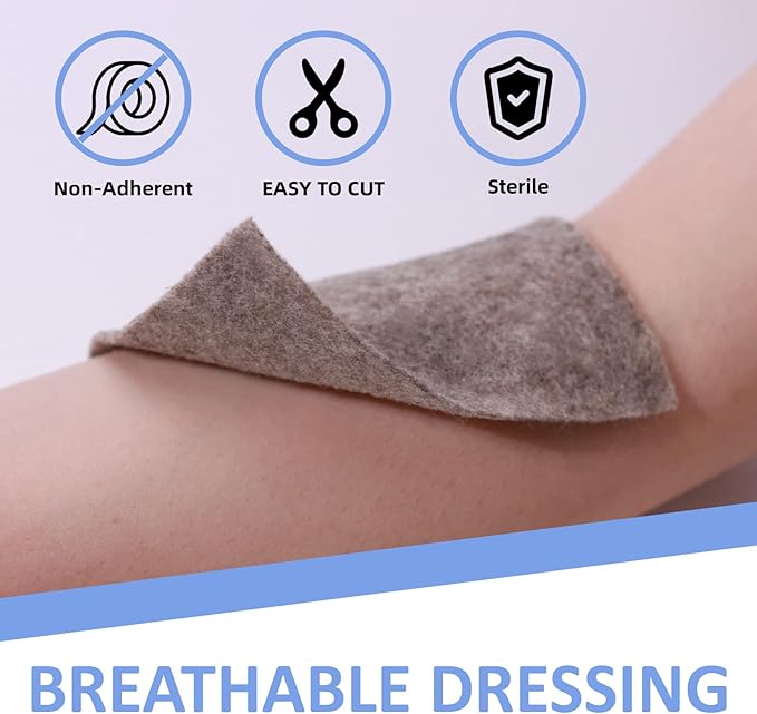 Dr. Med Ag Silver Calcium Alginate Wound Dressing 4''x4'', 5 Individual Pack Patches High Absorbency Ag Alginate Wound Bandage, Non-Adhesive, Painless Removal Gauze for Bedsore, Ulcers(5 PCS/Box)