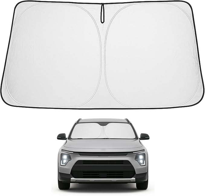 Proadsy 2025 Upgrade Windshield Sun Shade Custom Fit Kia NIRO 2017-2022 4-Layer Foldable Front Sunshade Protector Sun Visor Blocks UV Rays Keep Car Cooler